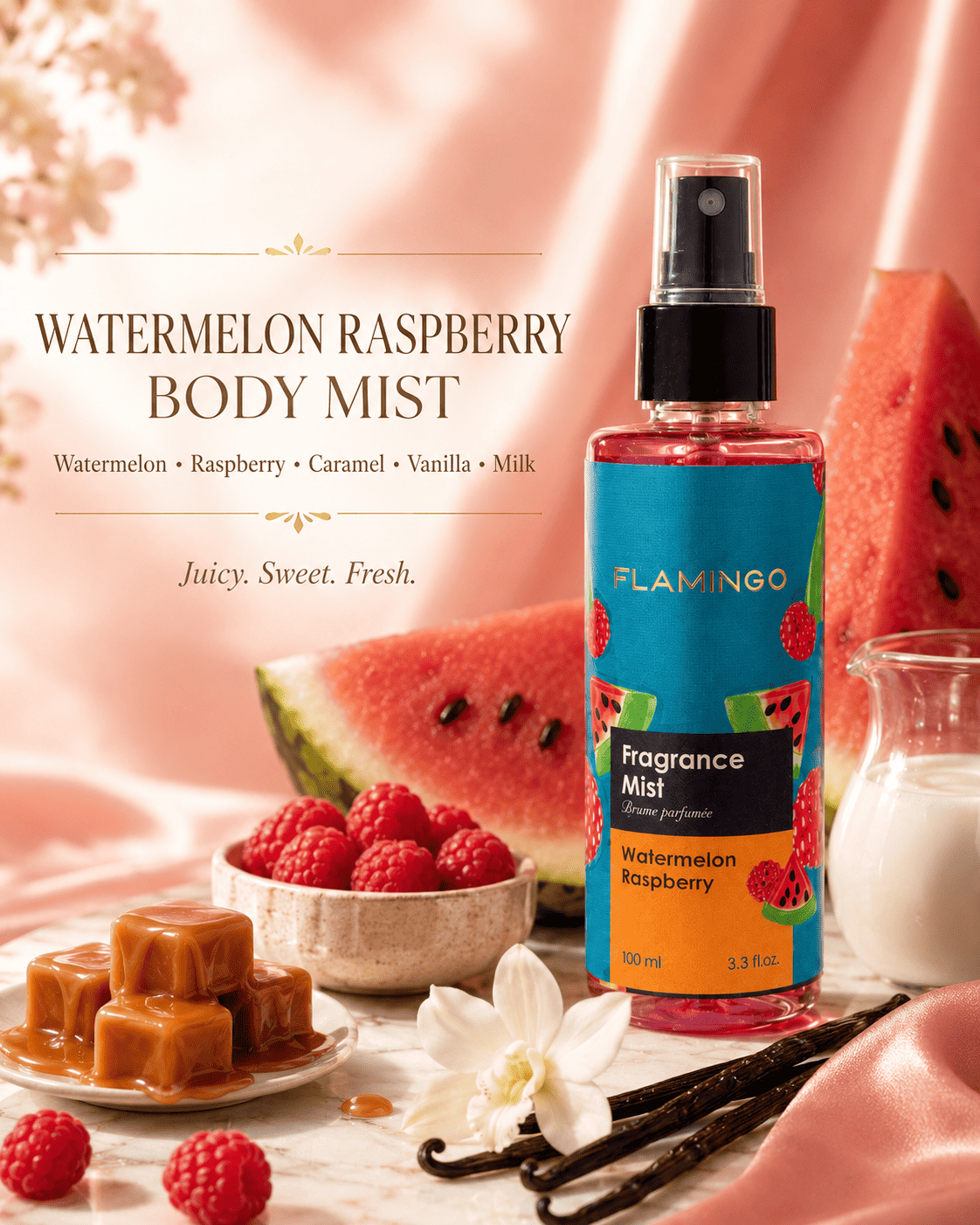 Watermelon Raspberry Body Mist 100ml | Juicy Fruity Scent – Flamingo