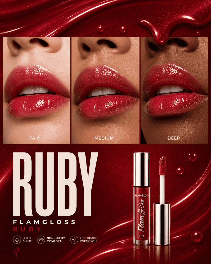 Ruby Lip Gloss 6ml | Radiant Red High-Shine Gloss – Flamingo