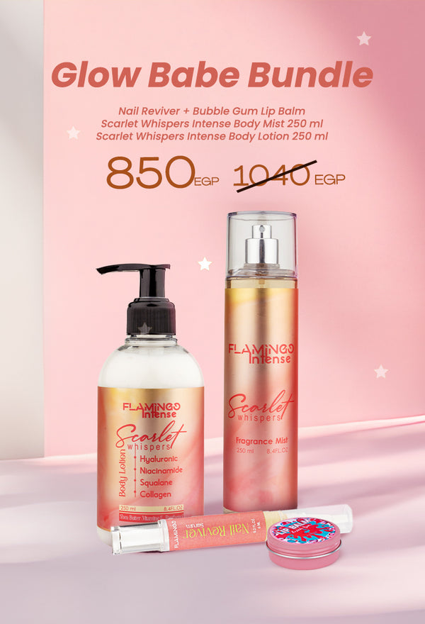 Glow babe bundle(Nail Reviver + Lip Balm Bubble gum + Body Mist Intense 250 ml Scarlett Whispers + Body Lotion Intense Scarlet Whispers 250 ml)