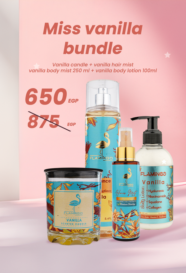 مجموعة ملكة الفانيليا (شمعة الفانيليا + معطر شعر الفانيليا + معطر جسم الفانيليا 250 مل + لوشن جسم الفانيليا 100 مل)